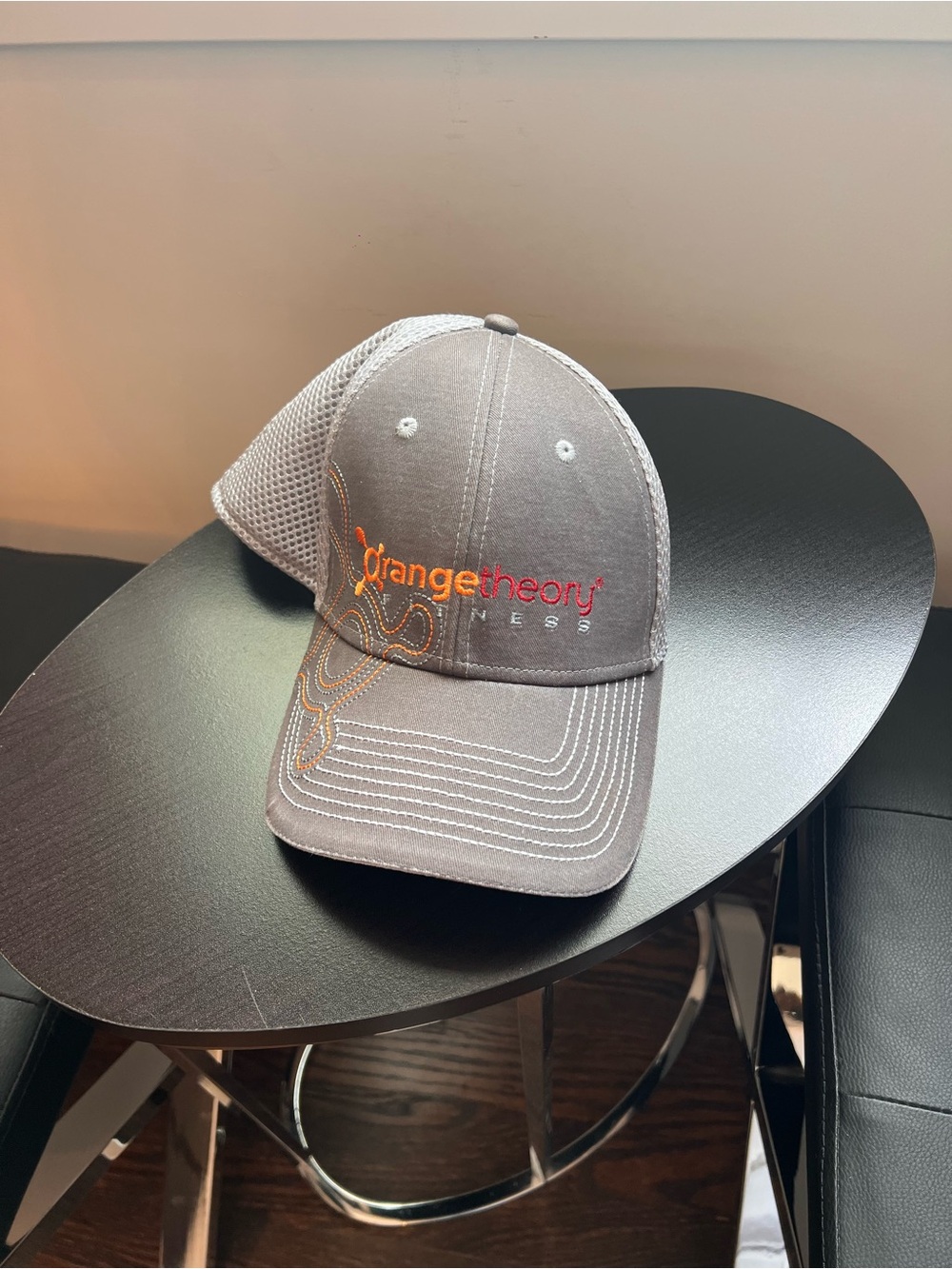 Orangetheory Gray & White Mesh Trucker Hat with Orange Pink Logo